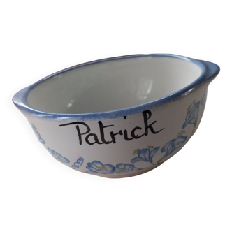 Eared bowl with first name "Patrick"