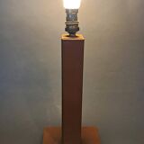 Modernist lamp base in fawn leather 1950s Le Tanneur Paris.