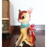 Tirelire de cerf en céramique vintage avec serrure et clé