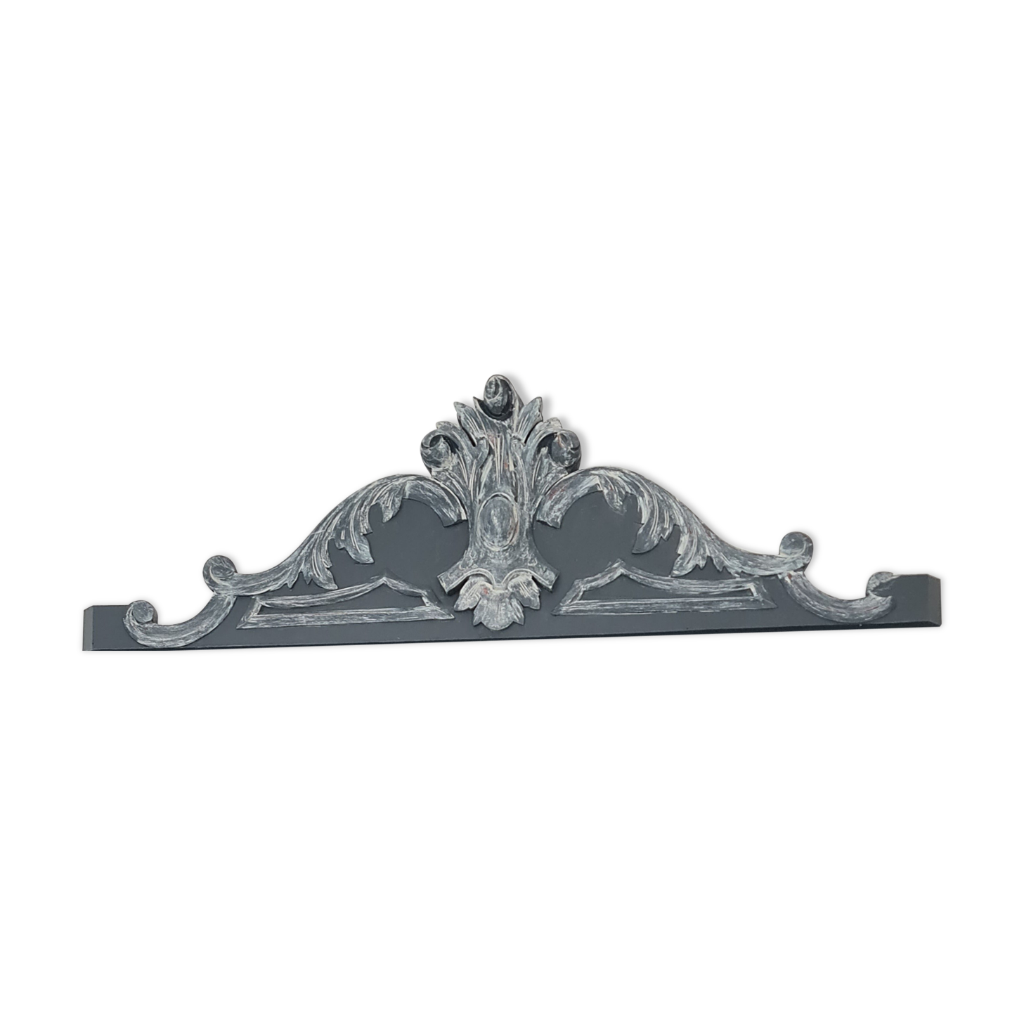 Old pediment of carbon furniture patina linen