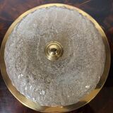 Ceiling light in frosted glass and brass, 1970s