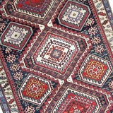 Antique shirvan area rug traditional wool tribal geometric azerbaijan carpet- 120x165cm