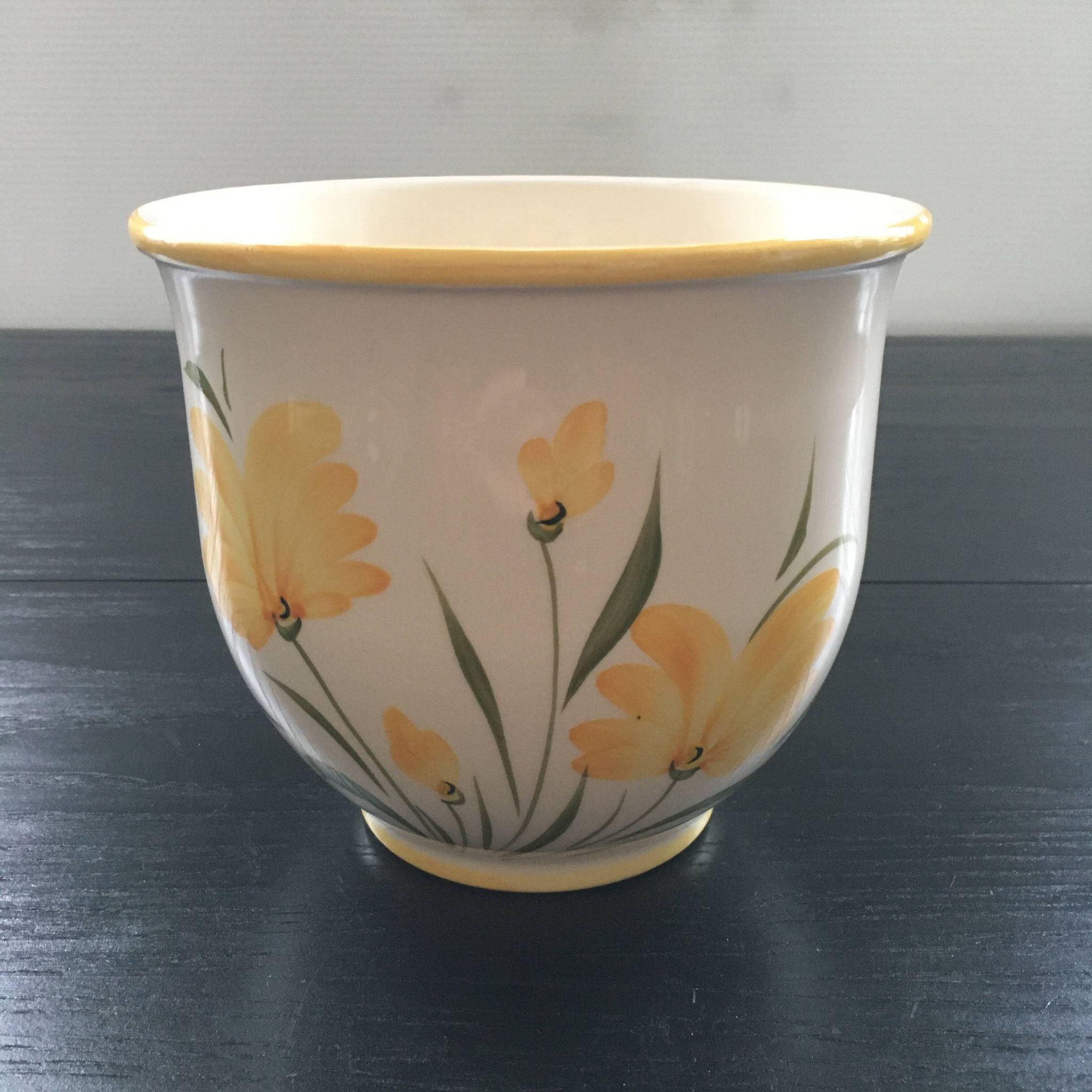 Cache pot italien décor floral