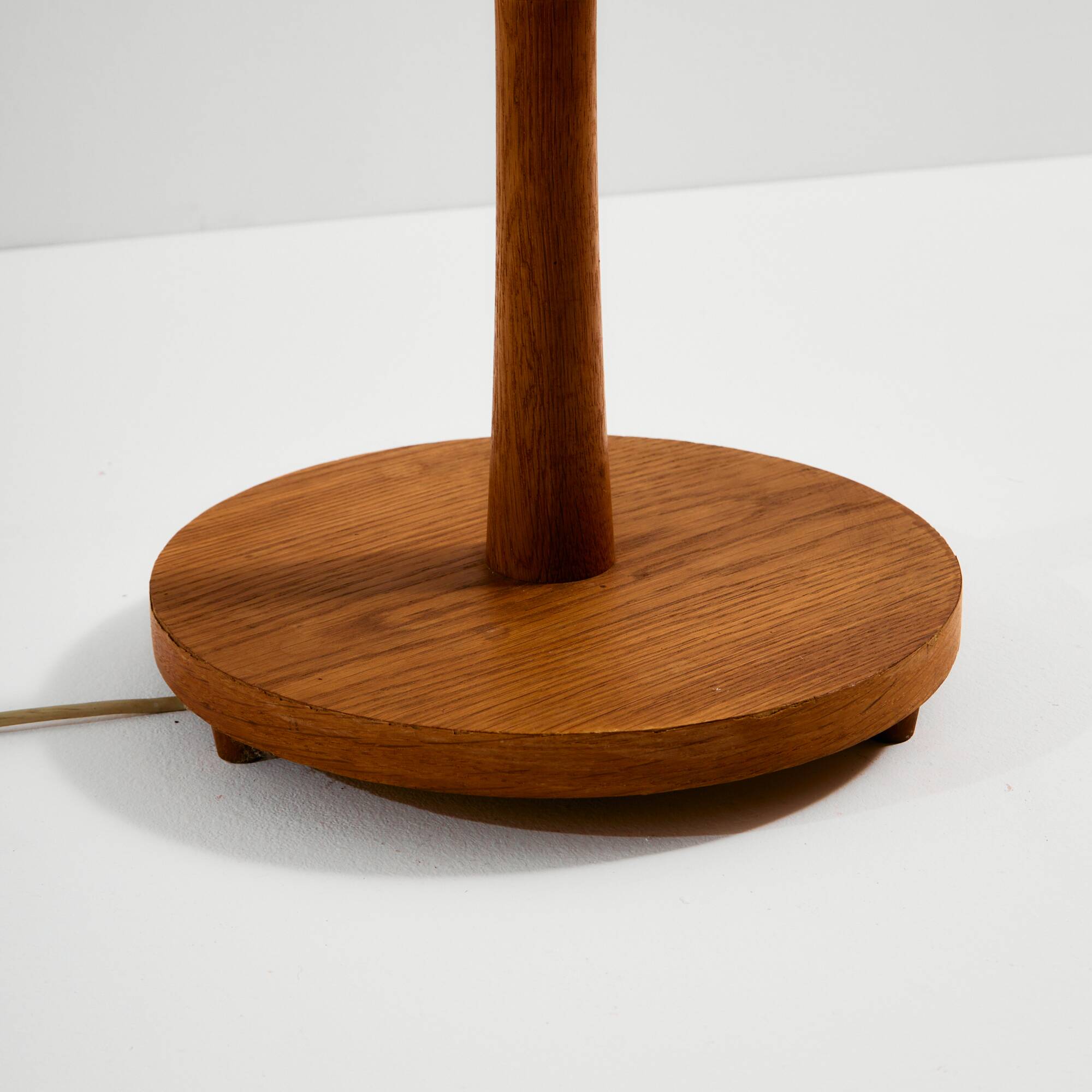 Oak and brass floor lamp