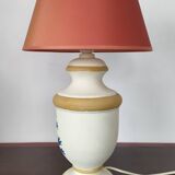 D'Albret lamp in beige terracotta with blue flowers - Hand painted - 80s