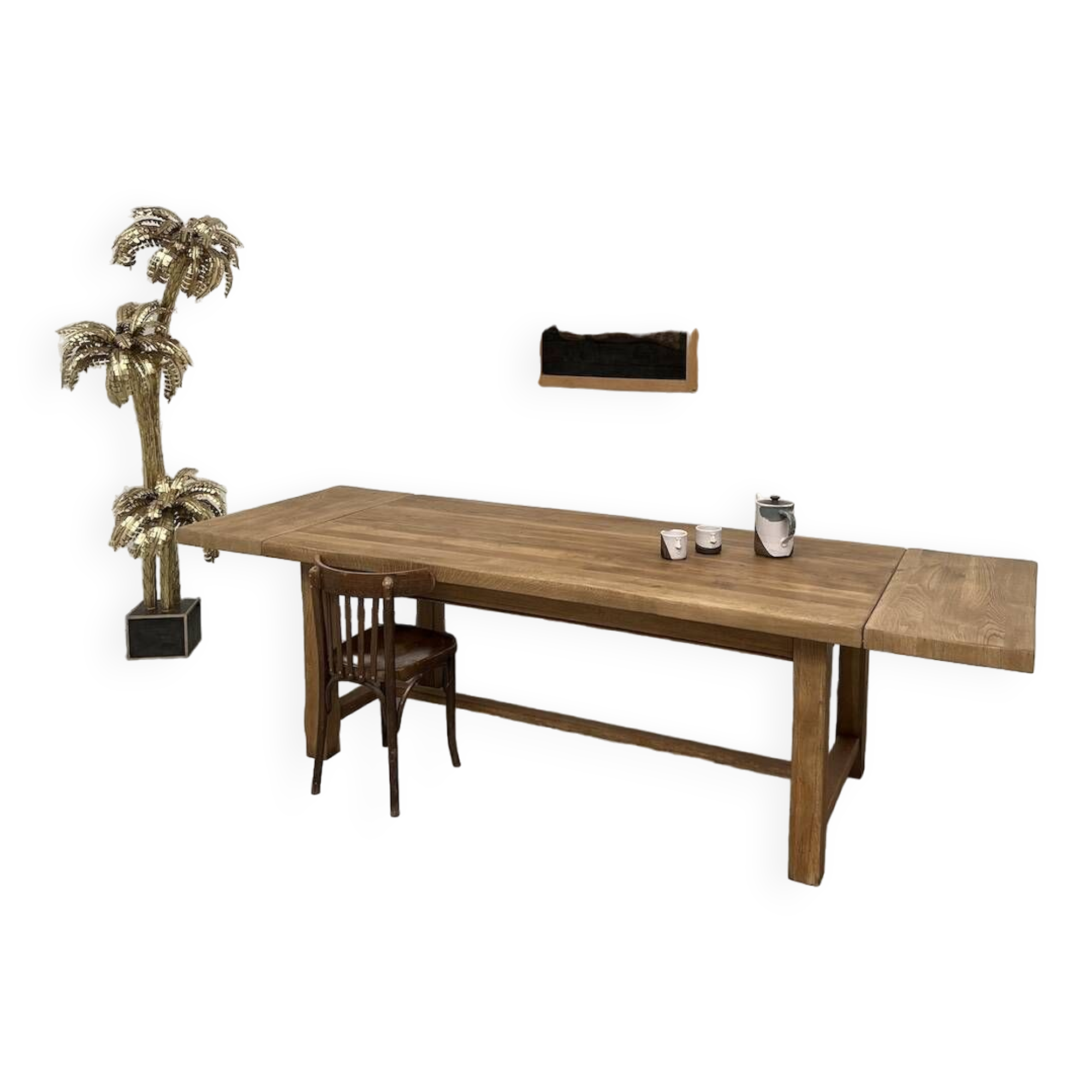 Large extendable solid oak farm table