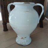 White glazed stoneware jar / pottery