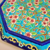 Glazed ceramic trivet, Longwy enamels, art deco