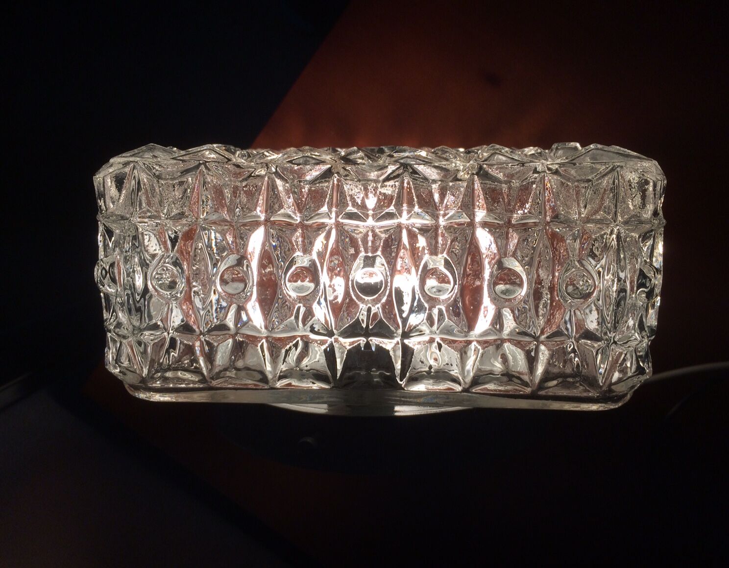 Square chiseled glass ceiling light