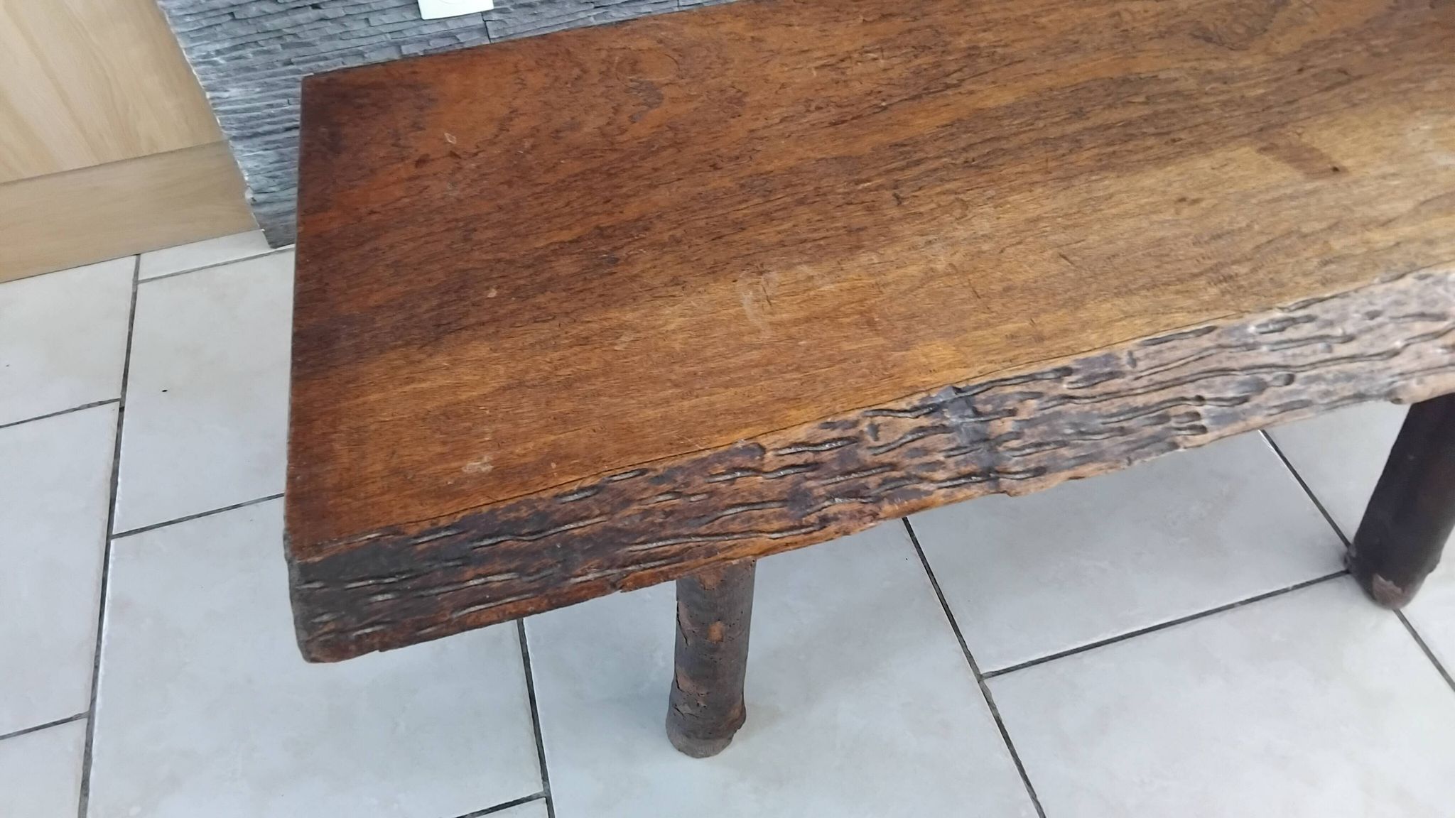 Vintage Brutalist Coffee Table in Solid Oak