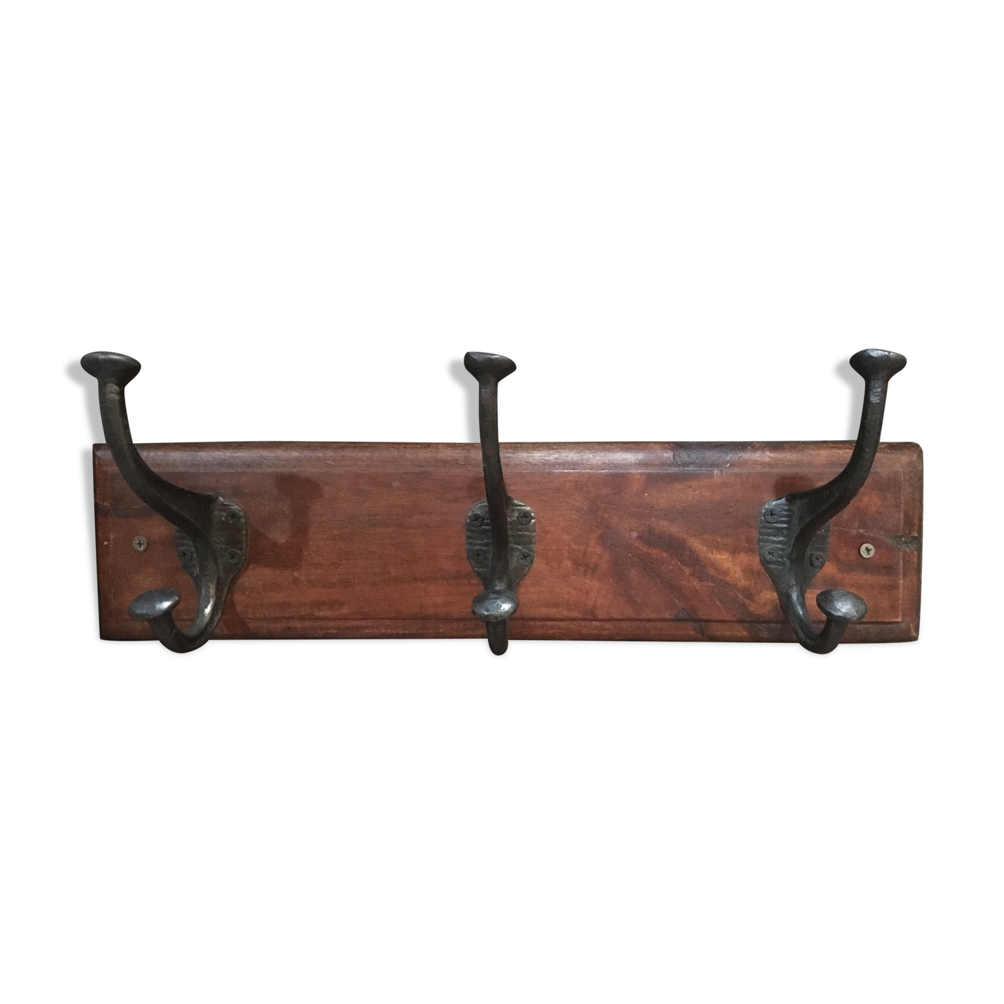 Metal patère on wood