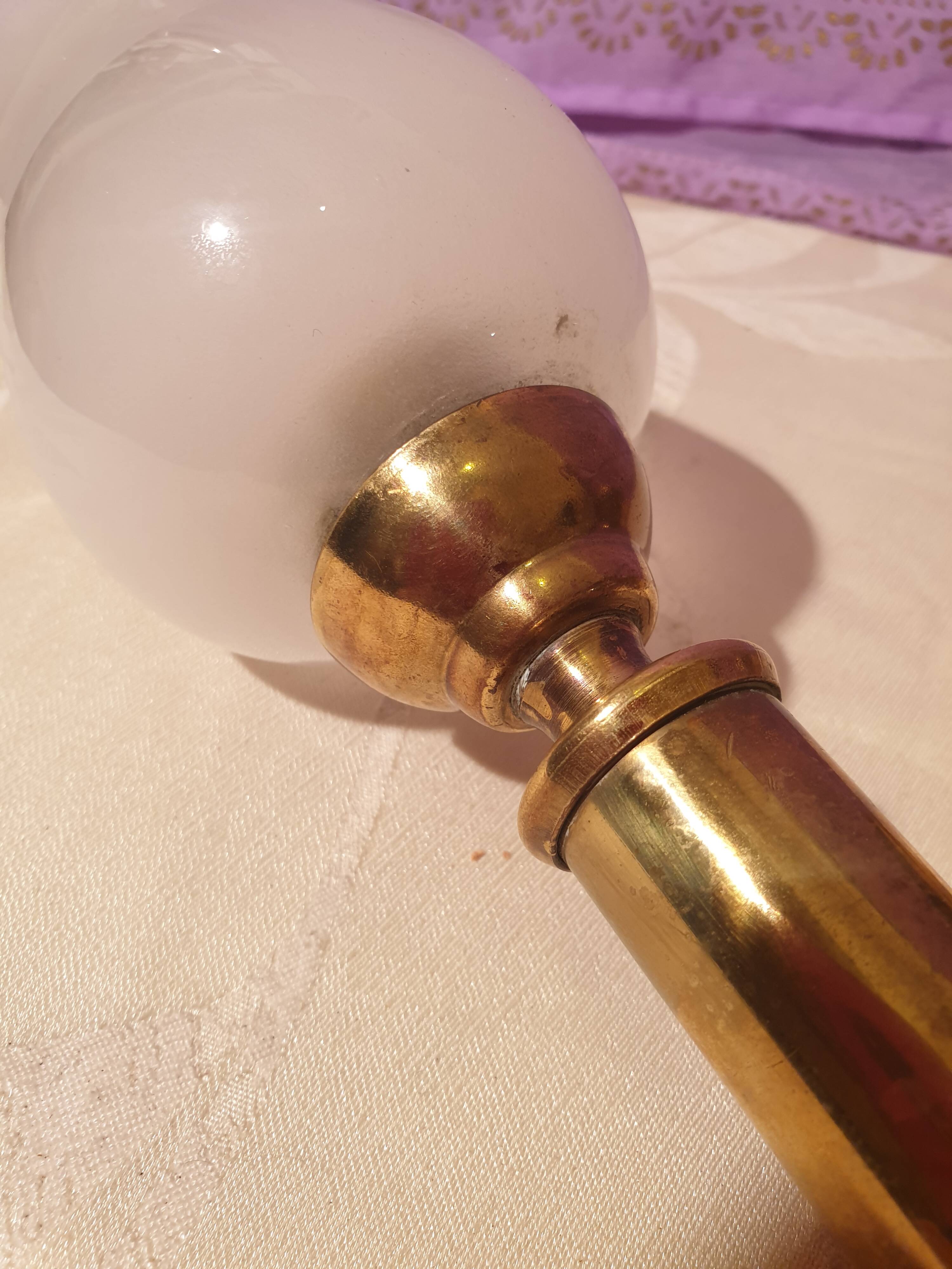 Pair of vintage design brass and opaline wall lights