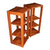 Pair of teak shelf columns