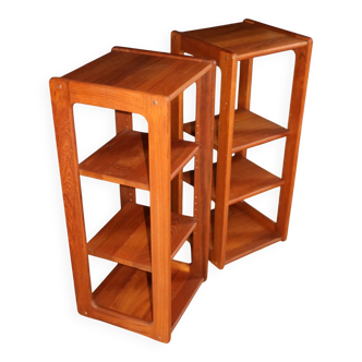 Pair of teak shelf columns