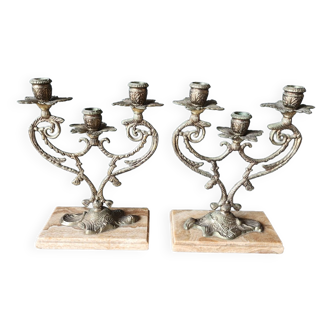 Two bronze candlesticks