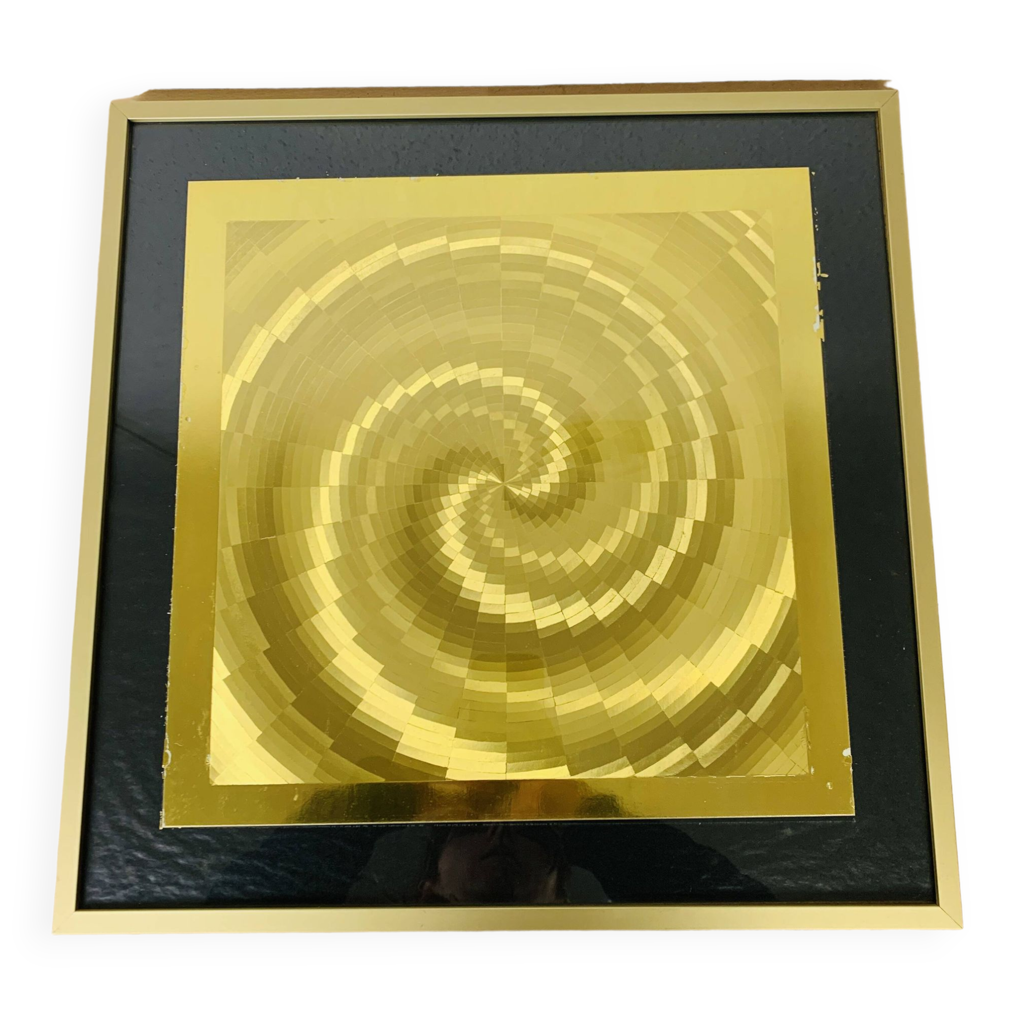 Tableau holographique 70's doré
