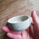 Set of 2 small glazed beige stoneware pots with handles