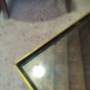 Vintage golden metal rolling dessert trolley