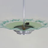 Chandeliers, green glass with floral motifs, art deco ceiling lamp with 1 lights