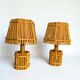 Pair of French Riviera bamboo & rattan table lamps, Louis Sognot's style, 1960s
