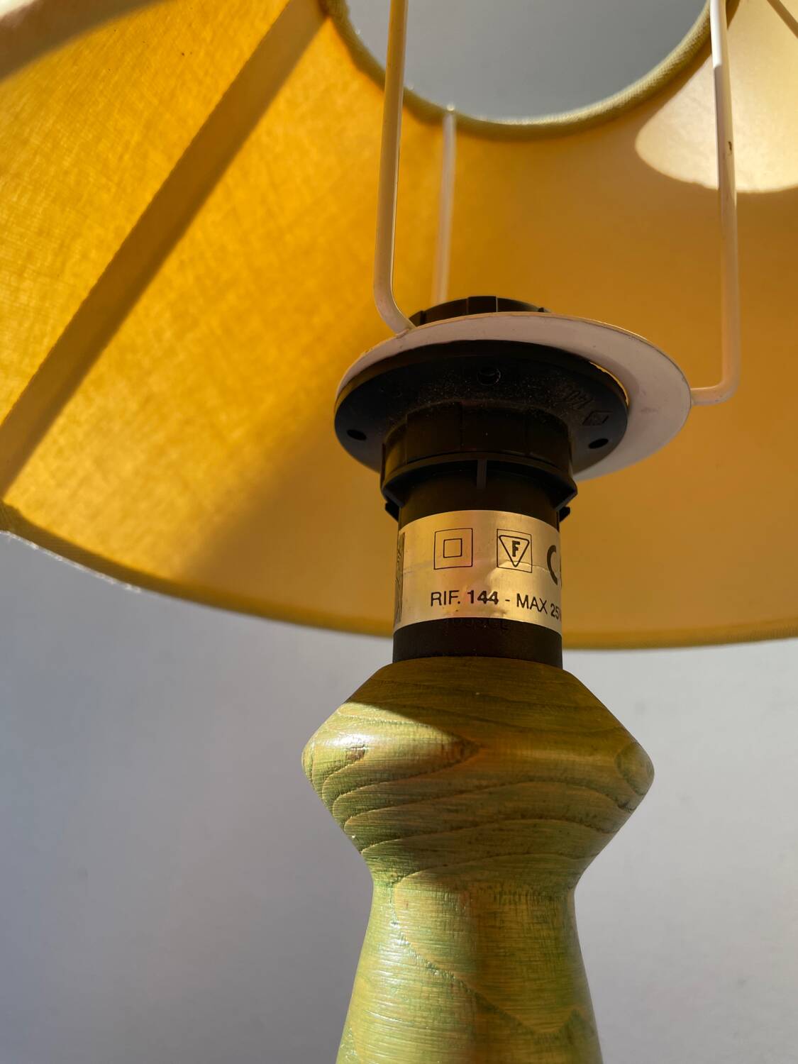 Italian green turned wood lamp, 1980