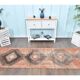1960s orange geometric Turkish hand-knotted runner rug 81x337