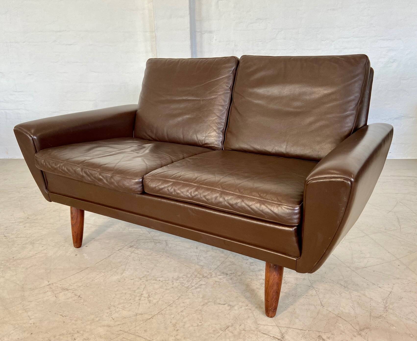 Canapé 2 places g. thams vintage rétro danois du milieu du siècle en cuir de coco des années 60