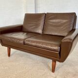 Canapé 2 places g. thams vintage rétro danois du milieu du siècle en cuir de coco des années 60