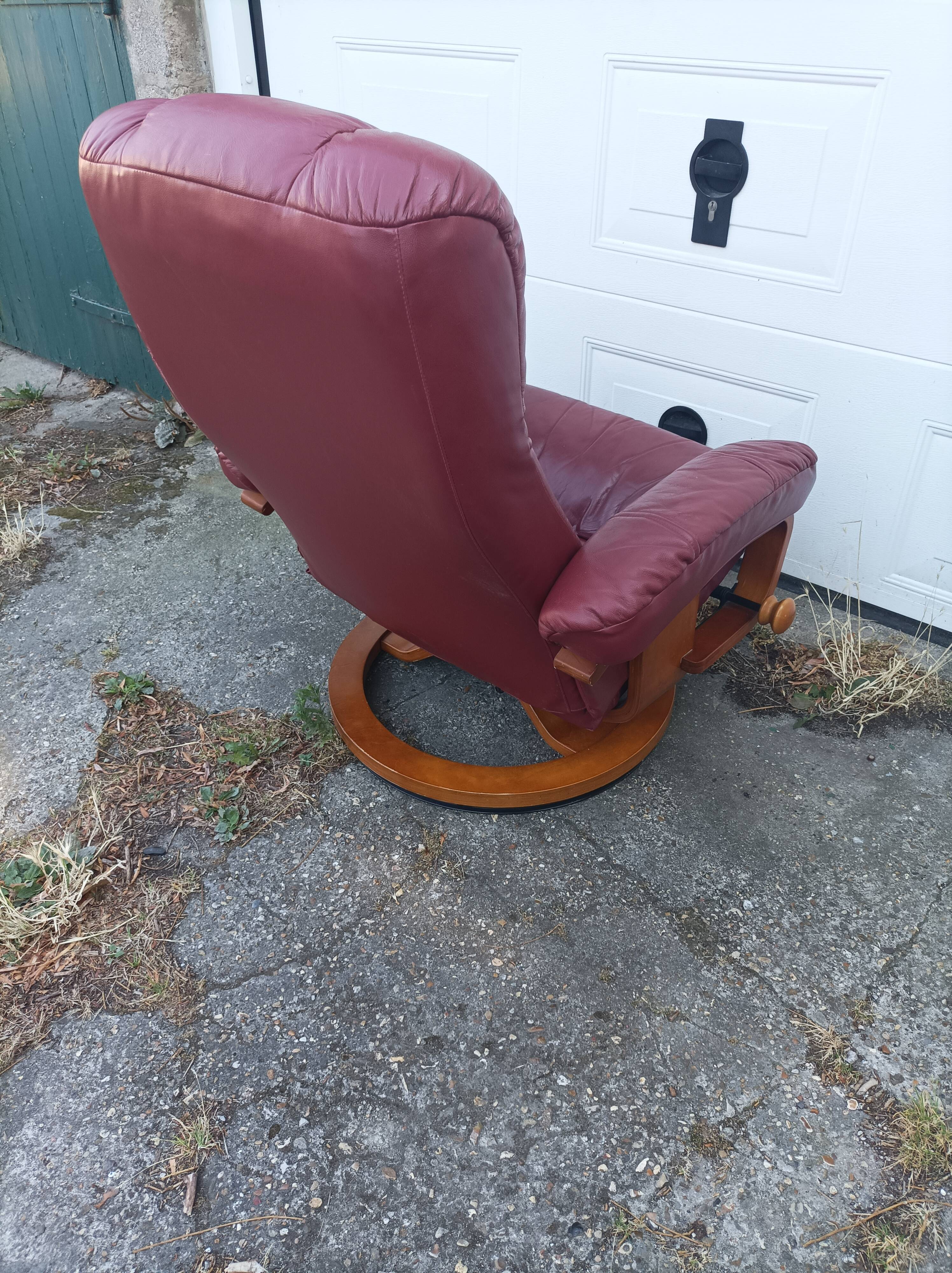 Old armchair on vintage leather foot + foot rest