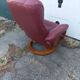 Old armchair on vintage leather foot + foot rest