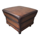 Vintage chestnut brown leather pouffe ottoman