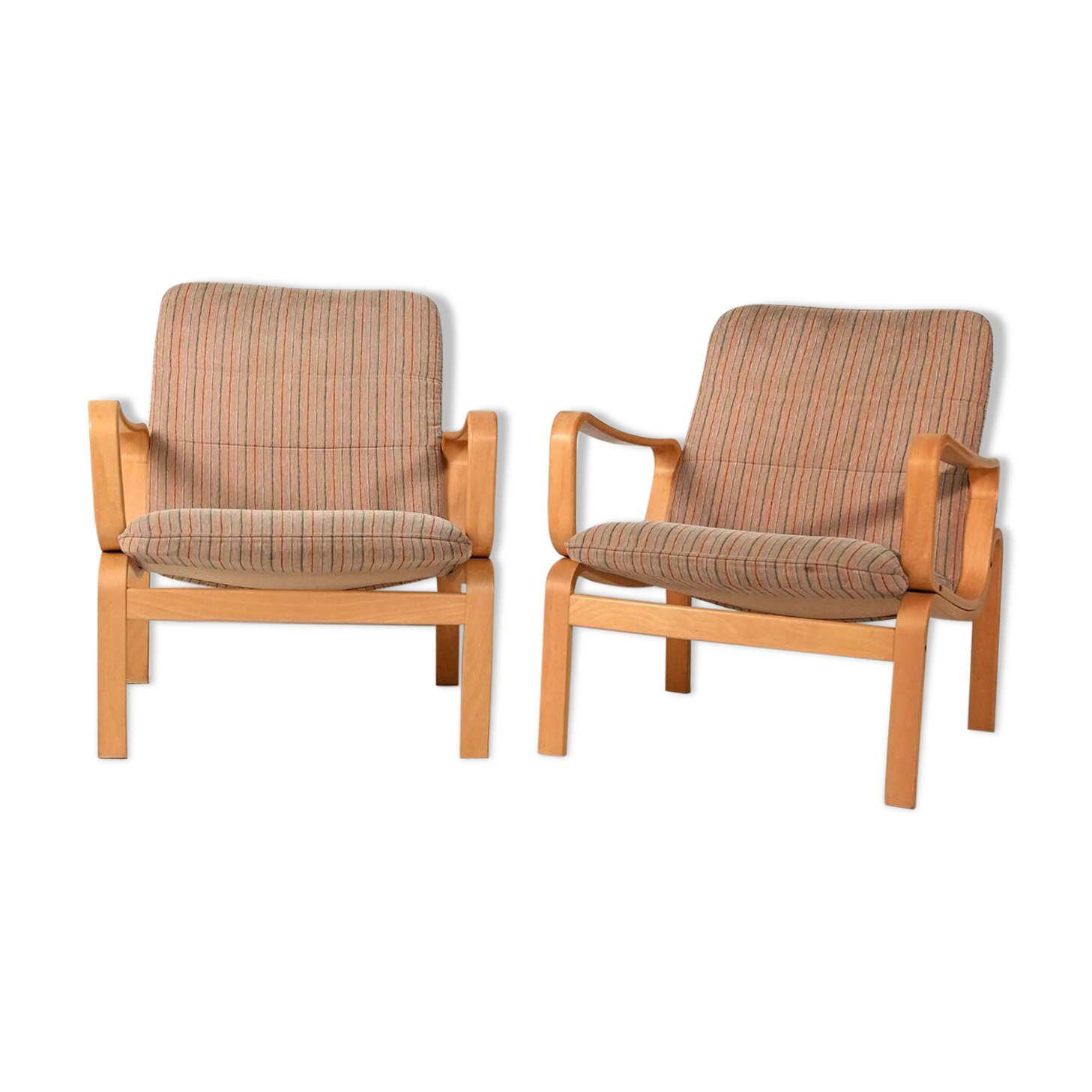 Pair of Swedish Ire Möbler bent beech armchairs, 1960s