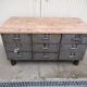 Antique workshop workbench, vintage, metal and wood