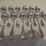 12 silver-plated ice cream scoops, Christofle Vendome model, 12.9 cm