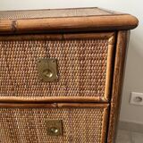 Dal Vera chest of drawers in woven rattan and bamboo 1970
