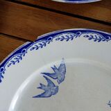 4 old iron earth plates Sarreguemines Watteau