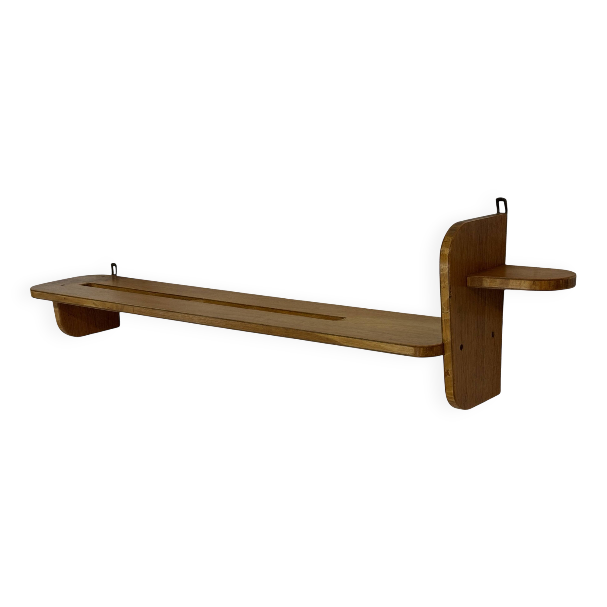 Vintage wooden wall shelve rack bookshelf in wood minimalist