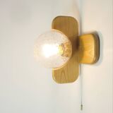 Kaiser Leuchten, wood and glass wall lamp from the 70s.