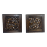 Pair of carved oak panels by Joseph Savina (1901-1983)