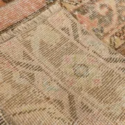 Brown Cream Vintage Persian Runner Rug, Rugs For Rustic Hallway, 74x327Cm