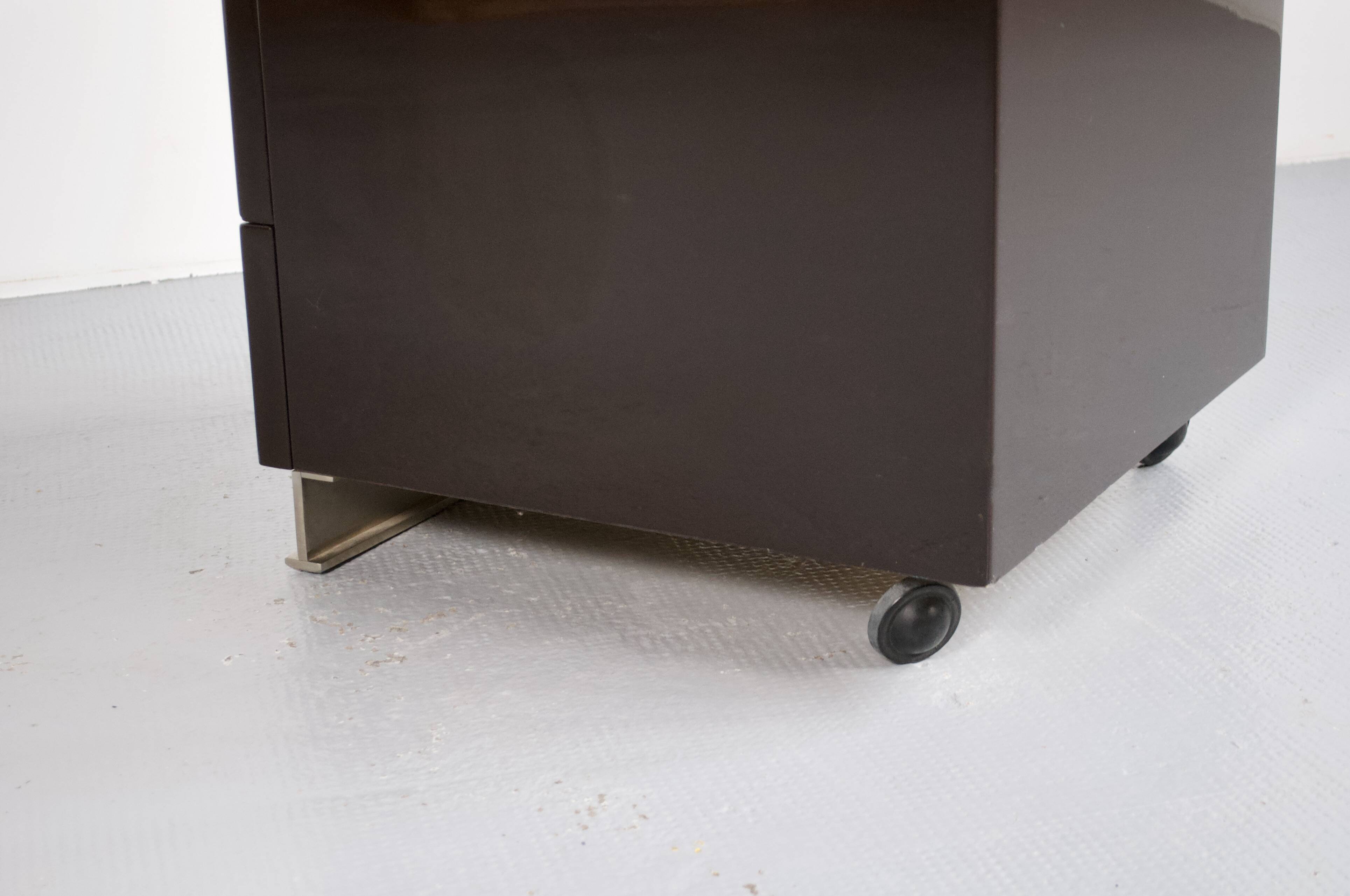 Mb16 brown lacquered chest by luigi caccia dominioni 70's azucena editor