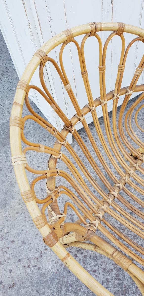 Paire de fauteuils en rotin vintage