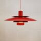 Red vintage Jeka Metaltryk  lamp  -  Danish Modern Design