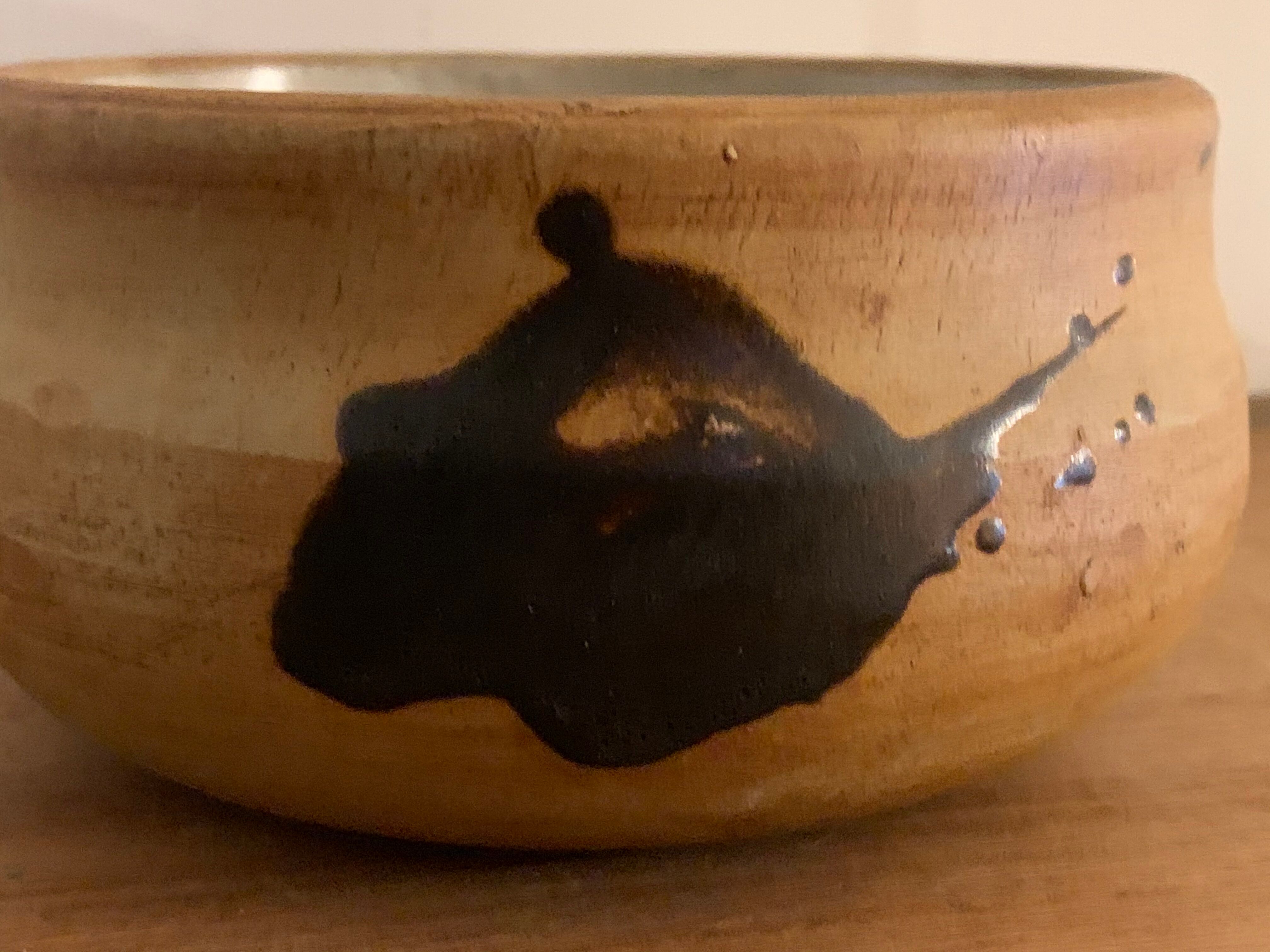 Enamelled sandstone bowl tachist Pottery of the Dove