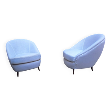 Vintage Bedroom Armchairs by Gio Ponti for Cassina, 1940s, Set of 2