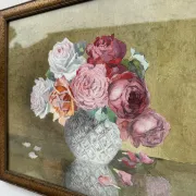 Still life with roses, old watercolour.