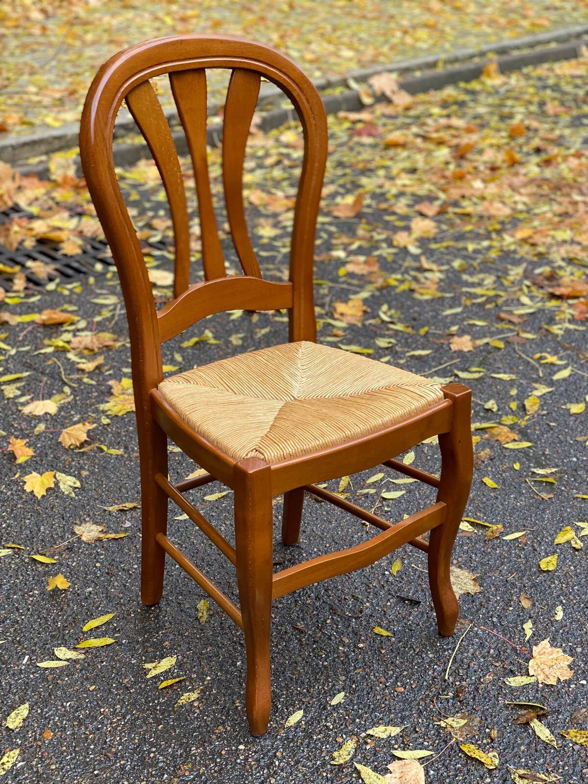 Chaise en bois massif paillées Louis Philippe