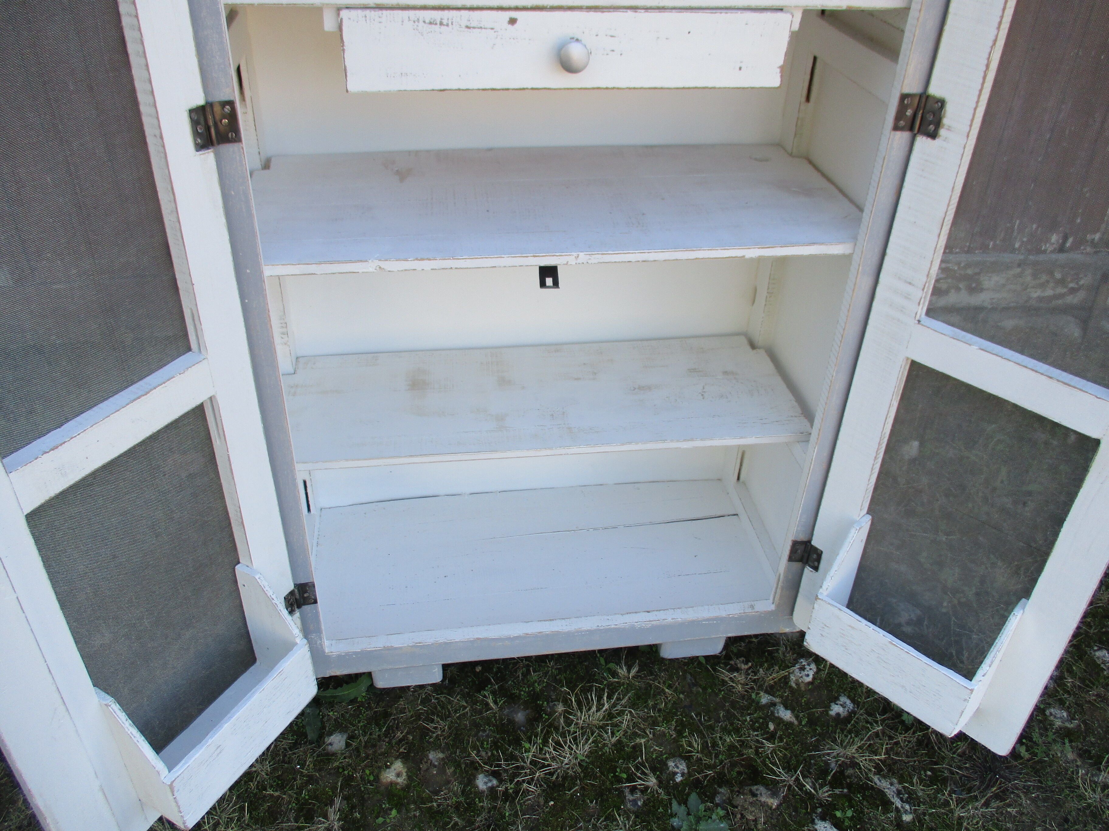 50s kitchen cabinet transformed with a patina makeover