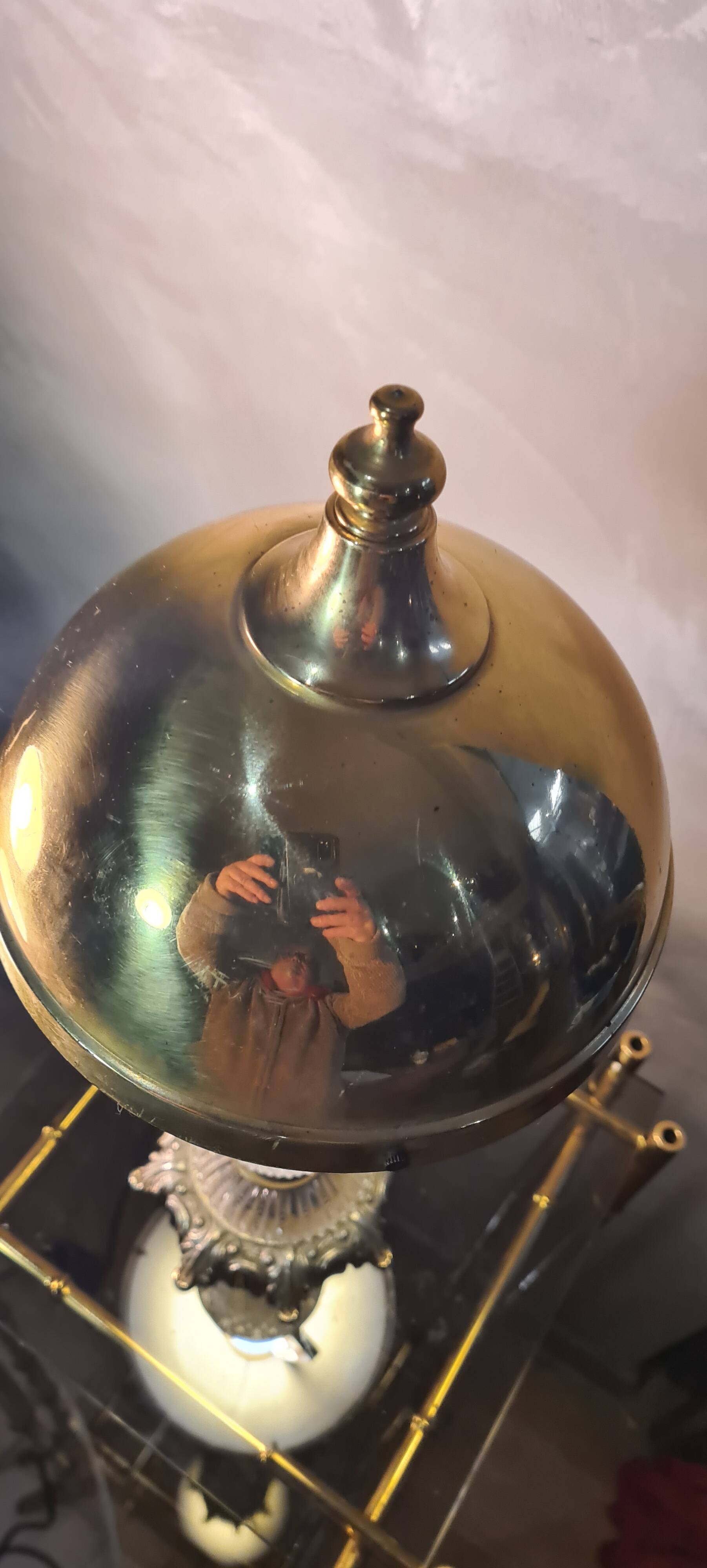 glass and brass lamp 1950 elec ok: 42x17, very good condition