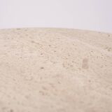 Table d'appoint/table basse ronde postmoderne en travertin, Italie, années 1980